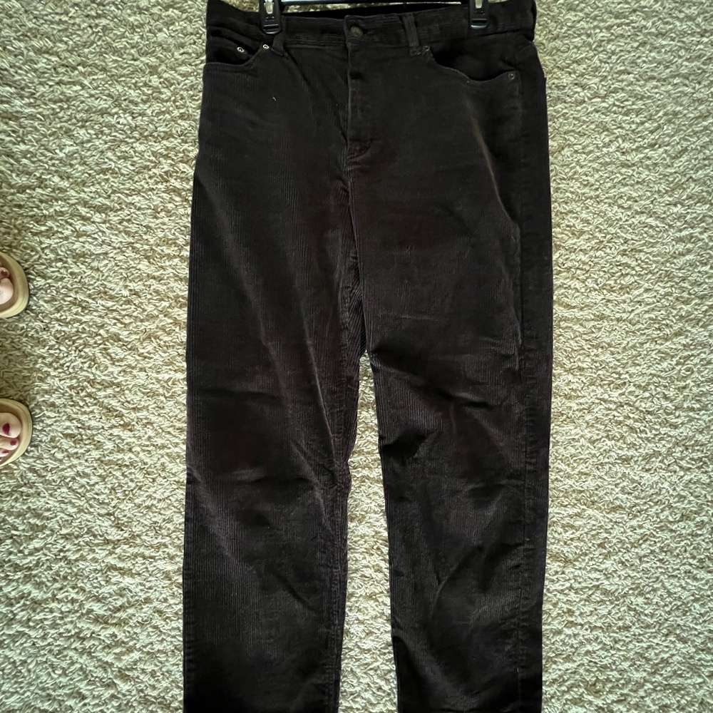 Ladies Jones New York  Dark Brown Stretch Wide Whale Corduroy Pants Size 12 P